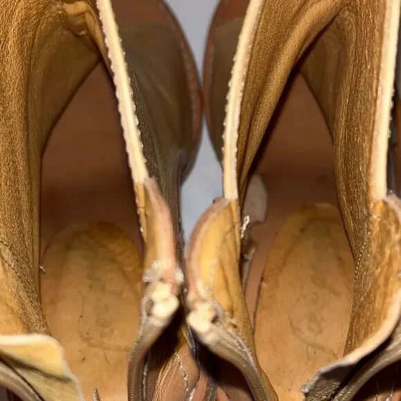 Free People Phoenix Heel Boot – Size 37 (7) Washed Leather, Natural Open Toe - Picture 10 of 11